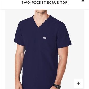 NWT FIGS Men's Leon Navy Two-Pocket Scrub Top